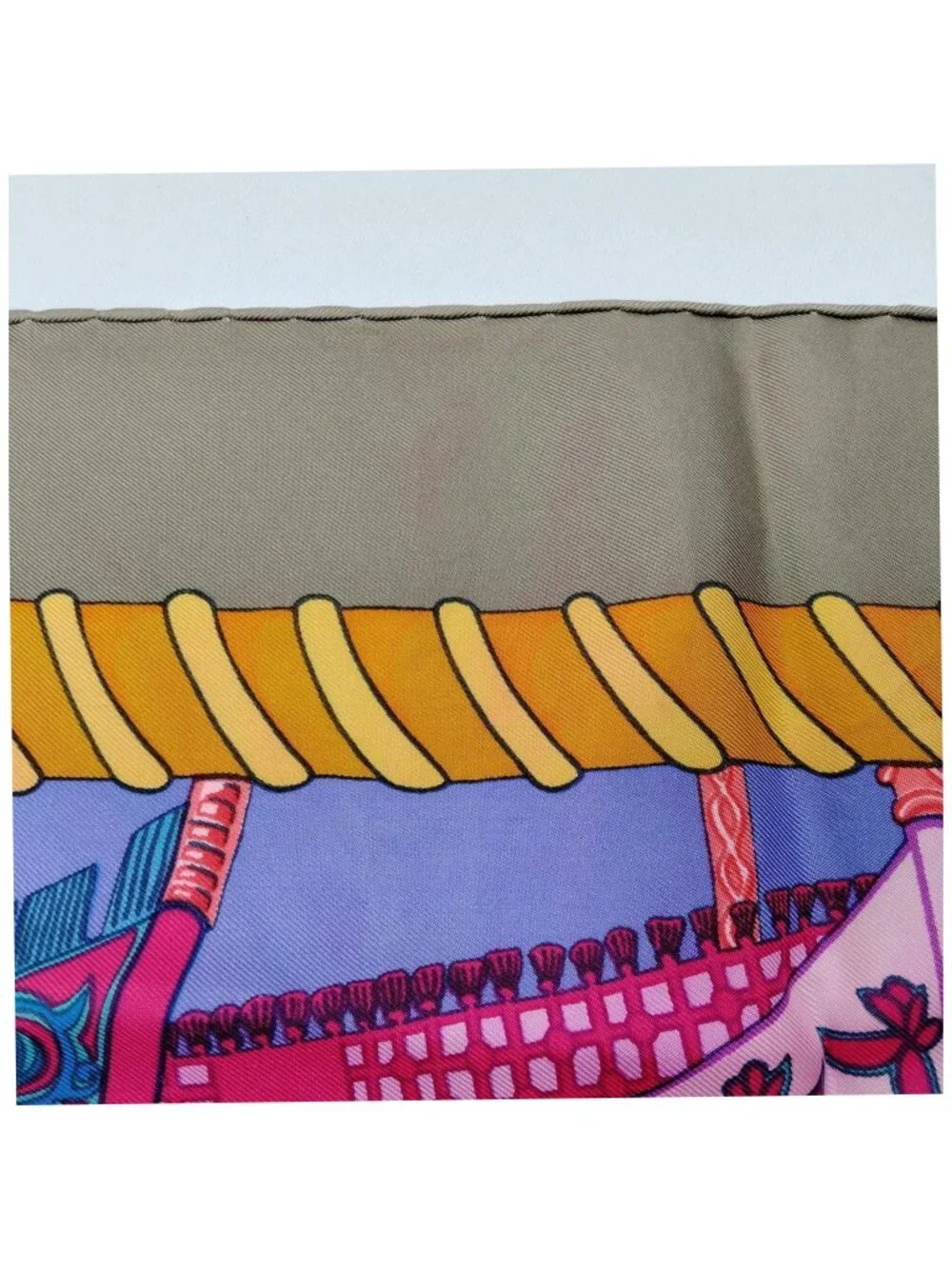 Hermès Paris Les Bannières Silk Scarf 90 Carré Purple Pink Blue Authentic